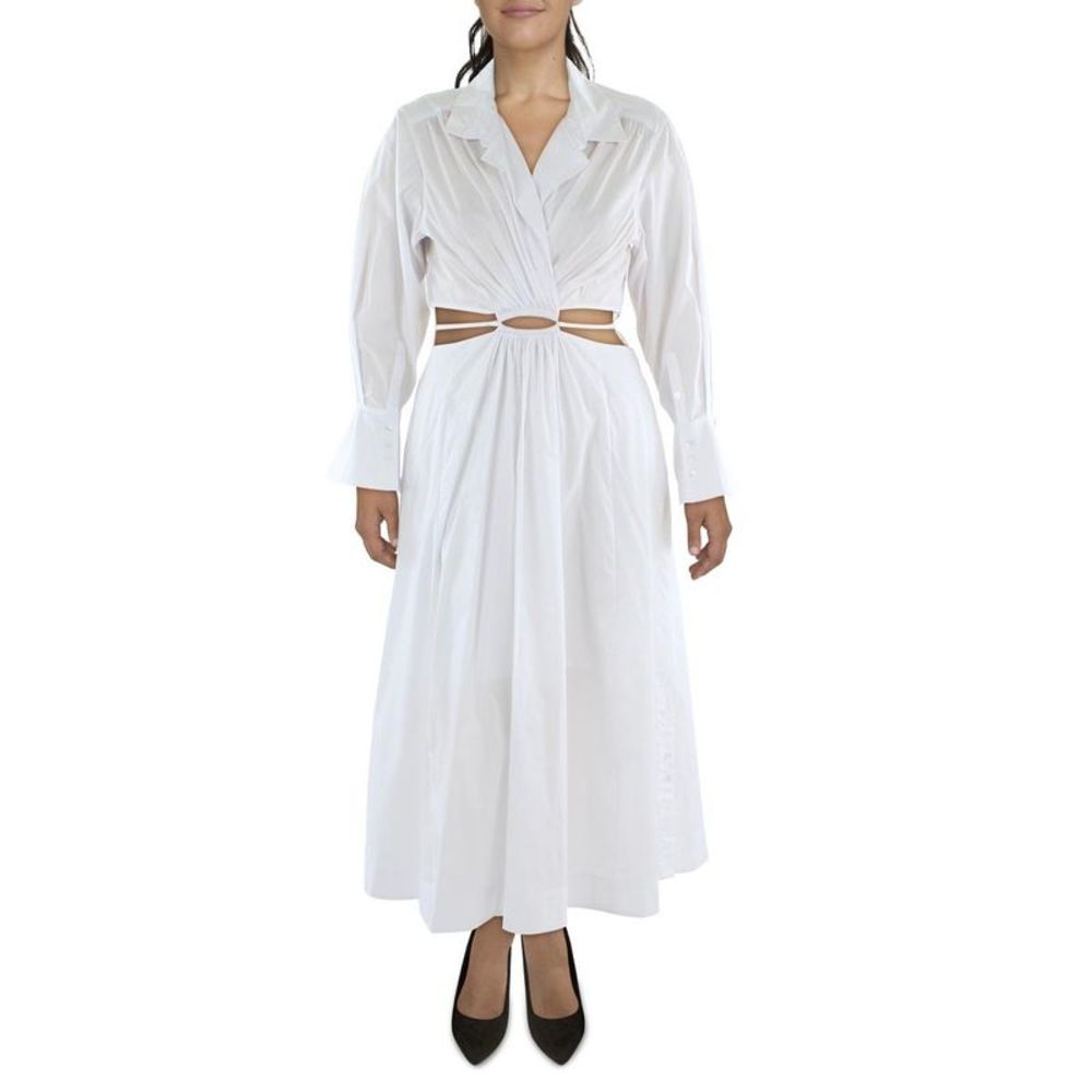 Jonathan Simkhai Womens Alex Core White Poplin Cut-Out Long Shirtdress NWT